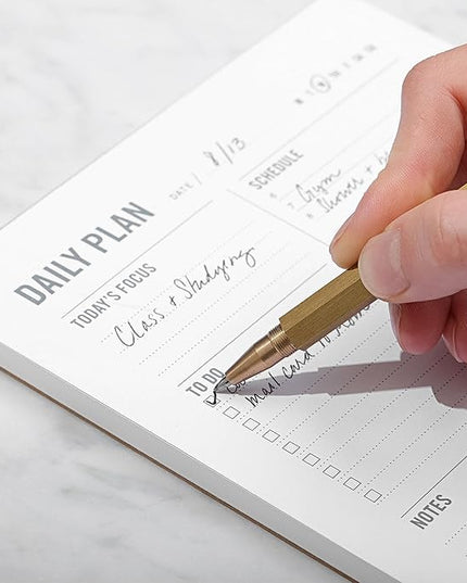 Daily Planner Notepad with Hourly Schedule - ADHD Planner, Time Block Planning Pad, Desktop To Do List, College Supplies - 6 x 9” - 50 Undated Sheets