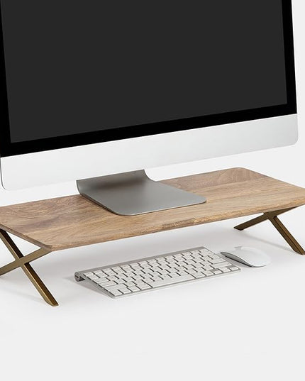 Anji Mountain Monitor Stand - Desktop Organizer & Laptop Riser, Ergonomic Monitor Riser, Space-Saving Monitor Stand for Desk, Durable Construction, Easy Assembly, Ideal for Home & Office,Natural