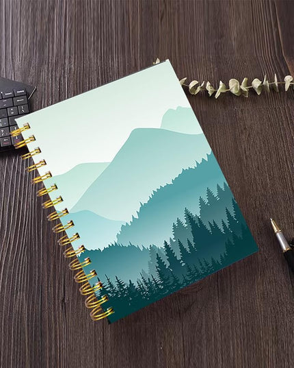 iampanda Spiral Journal Notebook,Strong Twin-Wire Binding with Premium Paper for Girl Women,60 Sheets A5 College Ruled Notebook/Journal,Perfect for School Office Home Gifts,Beautiful Green Mountain