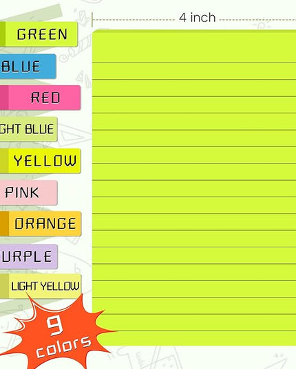 (18 Pack) Lined Sticky Notes 4x6 in Post, Self-Stick Pads Bright Colors Sticky Note, Recyclable, Easy to Post for Home, Office, School