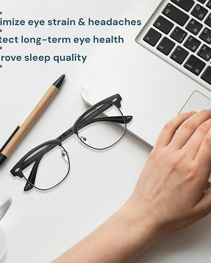 racico Computer Blue Light Blocking Glasses Blue Light Glasses Men Women, Anti Blu-Ray Gaming Glasses Lenses