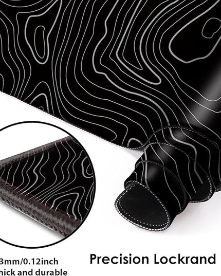 Gaming Mouse Pad XXL XL Large Mouse Mat Long Extended Mouse Pad Desk Mat Non-Slip Rubber Mice Pads Stitched Edges Thin Pad (Topographic Map Balck)