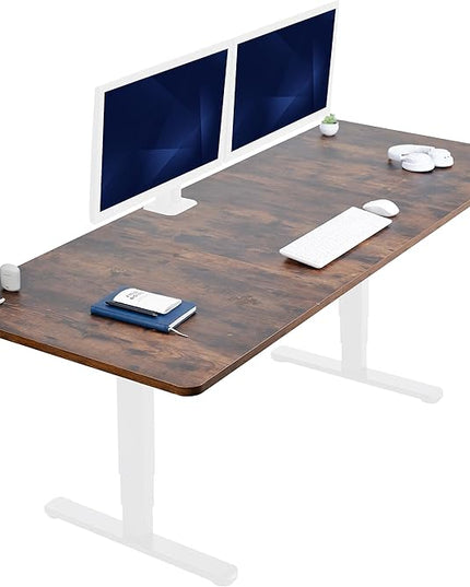 VIVO Electric 83 x 30 in Dual Motor Sit Stand Desk, Memory Height Adjustment, 2B Series, Rustic Vintage Brown Top White Frame, DESK-KIT-2W8N