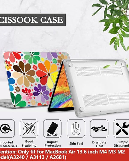 CISSOOK Compatible with MacBook Air 13.6 inch Case 2025 2024 2023 2022 Release A3240 A3113 A2681, Plastic Hard Shell Case Keyboard Cover Set for MacBook Air 13 inch M2 M3 M4, Colorful Floral