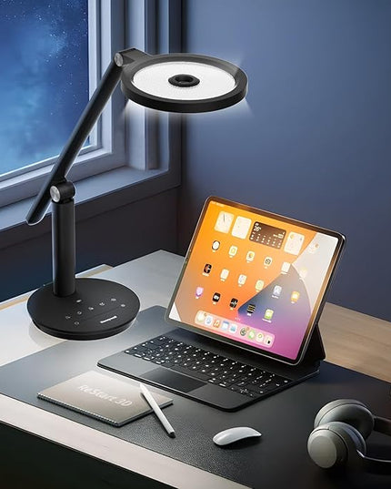 Honeywell Desk Lamp for Home Office, H6 Sunturalux™ Eye-Caring Led Desk Light, 800LM Dimmable Desk Lamp with Timer, Touch Control Tall Desk Reading Light, Table Lamp for Circle Webcam, Study, Bedroom