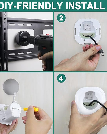 in Wall Cable Management Kit for TV & Soundbar - Cord Hiding for Wall, Hide TV Wires When Mounting, Includes Power & Low Voltage Cable Management, Includes Hole Saw Drill Attachment for Install
