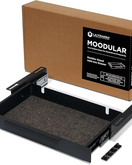Moodular Add-ons Storage Drawer [Accessory Only - Requires Moodular Wooden Monitor Stand Slide Rails for Use] Black MSA-DR