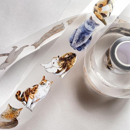 RICHTAPES Seahorse Forest Vol3-A20 Meow,Original Design Cute Cat Vintage Matte PET Washi Tape Stickers,for Scrapbook Supplies,Scrapbook Tape,Junk Journal Stickers,Bullet Journal Supplies