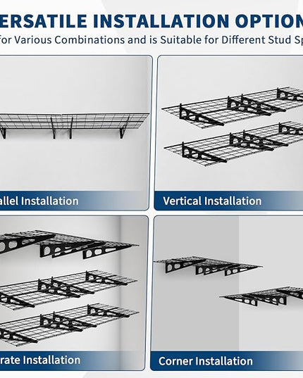 2-Pack Garage Storage Shelves, 75x24 Inch for Garage Shelving Wall Mounted, Heavy Duty Wall Shelf with 800 lbs Capacity
