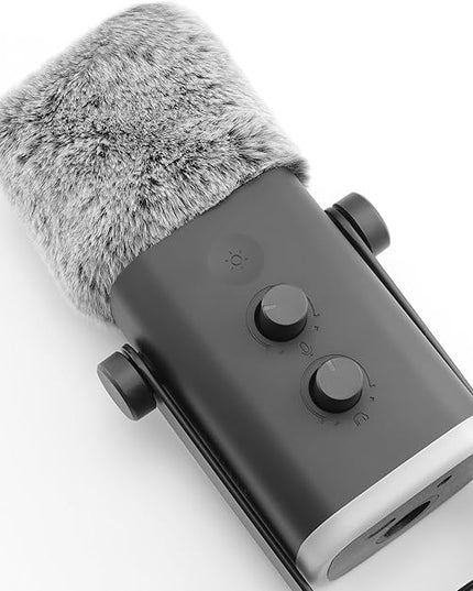 LEFXMOPHY Windscreen for FIFINE AM8 Microphone, Grey Furry Wind Muff Pop Filter