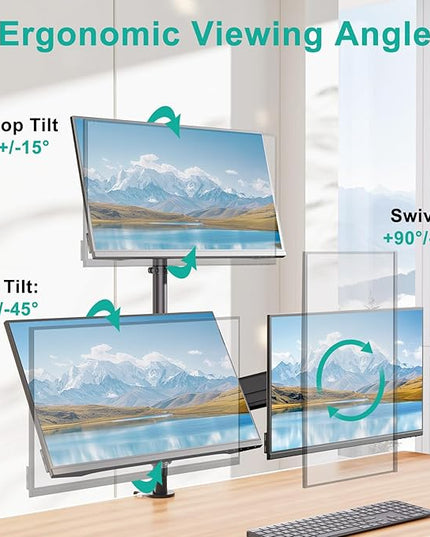 WALI Triple Monitor Mount for 13-32 inch Screens, Taller 3 Monitor Desk Mount, up to 19.8lbs, 31.9 inch Height Max, Adjustable Gas Spring Triple Monitors Stand, VESA 75/100mm (GSDM003S), Black