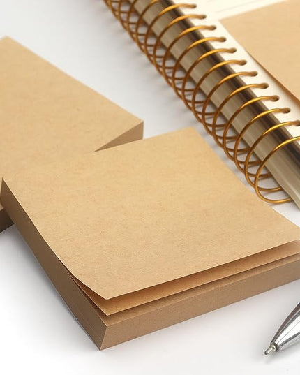 Sticky Notes 3x3 Self-Stick Notes Pads with 6 Bright Colors, Easy to Post for Office, School, Home, 6 Pads/Pack, 100 Sheets/Pad(Kraft Paper)