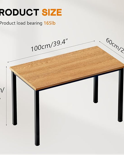 DlandHome 39 inches Small Computer Desk for Home Office Activity Table Writing Table for Small Spaces Study Table Student Laptop Desk Teak and Black DND-AC3BB-100