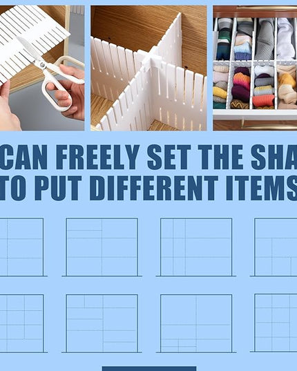 Blosssound 15pcs 5.12x 15 Tall Drawer Divider Adjustable Drawer Organizer DIY Ultra Deep Storage Organizer Separator with Fixed Buckle for Underwear Socks Dormitory Office Kitchen Bedroom(White)