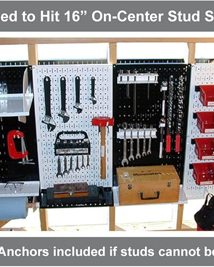 Wall Control Pegboard Organizer 4 ft. Metal Pegboard Standard Tool Storage Kit with Galvanized Toolboard and White Accessories