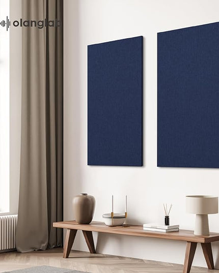 Olanglab Acoustic Panels 2 Pack, 48''x24'' Large Sound Panels, Fabric Wrapped Sound Proof Foam Panels for Walls, Sound Absorbing Panels for Recording Studio Acoustical Treatments (Navy)
