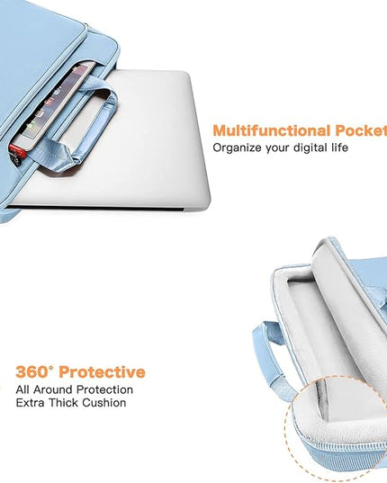 MOSISO 360 Protective Laptop Shoulder Bag Compatible with MacBook Air 15 M4 A3241 M3 A3114 M2 A2941/Pro 16 inch M4 M3 M2 M1, 15-15.6 inch Notebook,Matching Color Sleeve with Belt, Airy Blue