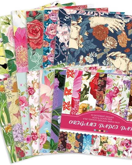 Origami Paper Kit 50 Sheets 70GSM 6 Inch Square Double Sided Color 50 Vivid Japanese Washi Chiyo Colors for Hand Crafts Origami Paper Arts Creativity.Rose