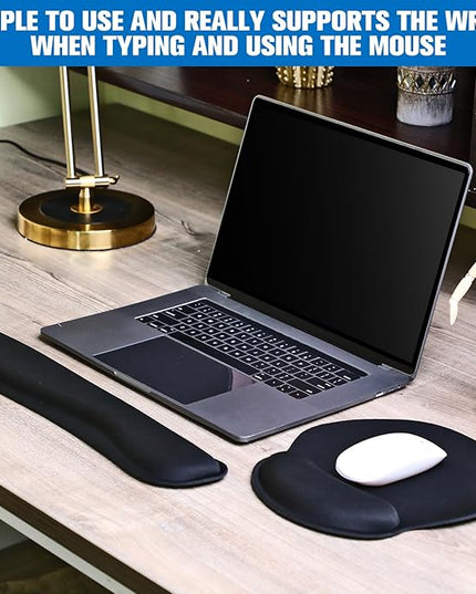 Yunsailing 4 Pcs Ergonomic Mouse Pad and Keyboard with Wrist Support Set Soft Smooth Gel Rest Comfortable Memory Foam for Easy Typing Gaming Computer Laptop Office Home