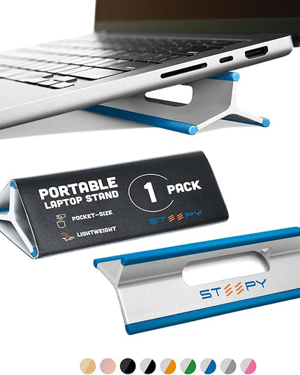 Steepy Portable Laptop Stand for Desk – Adjustable Height, & Portable Laptop Holder – Ergonomic Computer Stand for Cooling & Comfort – Slip-Proof, Sturdy Design – Universal Fit for 13-17 Inch Devices