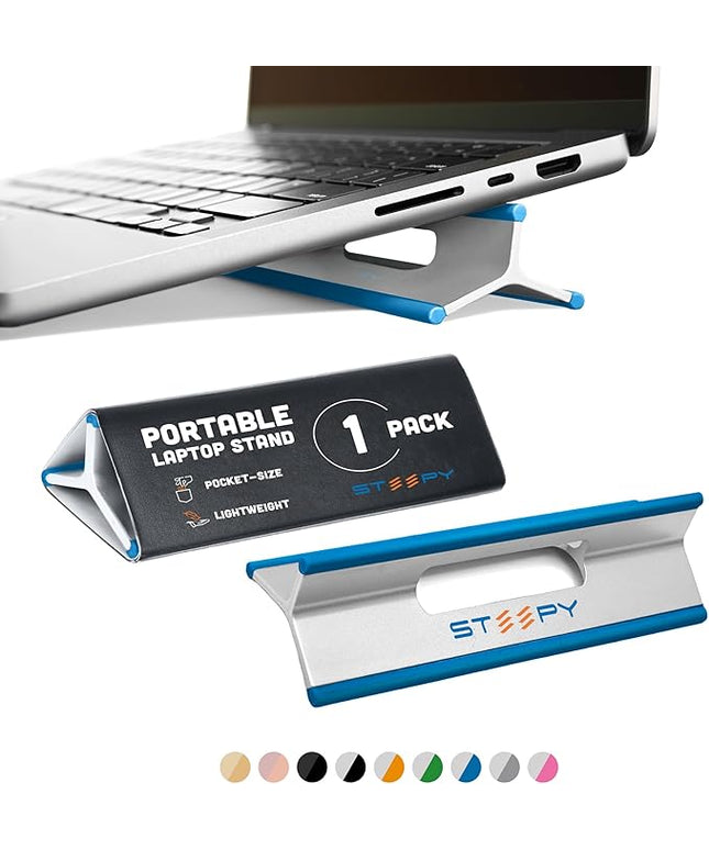 Steepy Portable Laptop Stand for Desk – Adjustable Height, & Portable Laptop Holder – Ergonomic Computer Stand for Cooling & Comfort – Slip-Proof, Sturdy Design – Universal Fit for 13-17 Inch Devices