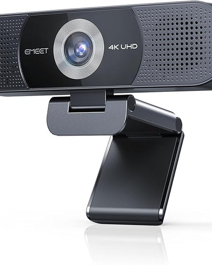EMEET C980 PRO 3-in-1 4K Webcam with Microphone and Speaker, 60°-98° Wide Angle Webcam w/ 4 Noise Cancel Mics, 2 Speakers, Fixed Focus, Magnetic Privacy Cover, Great for Group and Personal Video Calls