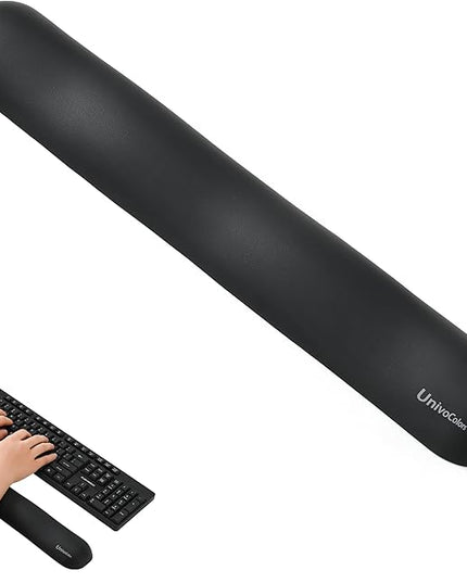 UnivoColors Design-Wave Keyboard Wrist Rest, Artificial Sheepskin+Memory Foam+Ergonomic+Anti-Slip Gel, Resilience Support During Work and Gaming,Keyboard Accessory,Black