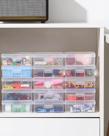 novelinks 18 Pack Small Plastic Storage Containers Clear Arts & Crafts Storage Boxes & Organizers Stackable Small Containers With Lids For Organizin (Set 1)