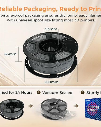 FLASHFORGE PLA Filament 1.75mm +/- 0.02mm, Matte Grey 3D Printer Filament 1kg (2.2lbs) Spool, Excellent Printing Performance, Easy to Use for Most FDM 3D Printers