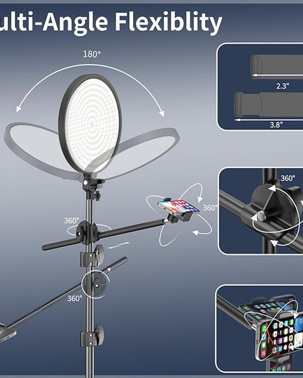 Large Ring Light Professional 55W with 72" Tripod Stand,Full-Screen Selfie Ring Light All-Purpose Stand for Live Stream, YouTube, TikTok, Video Recording with Remote (red-001,13)
