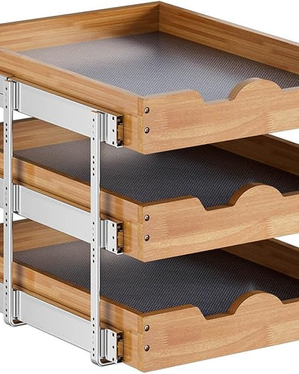 OCG Pull Out Cabinet Drawer 20" W x 21" D, 3 Tier Pull Out Cabinet Organizer, Heavy-Duty Slide Out Drawer for Cabinets, Organization for Kitchen, Pantry, Bathroom