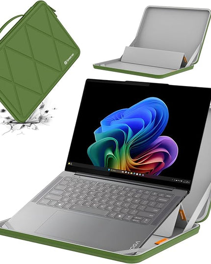 Smatree MS60T Hard EVA Protective Sleeve Case with Stand Compatible for 14 inch Lenovo Yoga 7i 2-in-1 Gen 10/9/8, for ThinkPad P14s Gen 3, for 14.5 inch Lenovo Yoga Pro 7 Laptop Notebook Bag, Green
