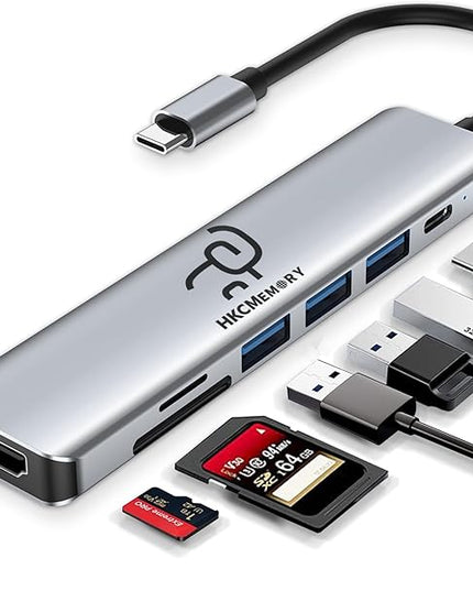 USB C Hub 7-in-1 with 4K HDMI Splitter, 100W PD Charging, USB 3.0/2.0 Ports, SD/TF Card Reader & USB-C Data, Multi-Port Adapter Dongle for MacBook Pro/Air, iPad Pro, Dell XPS, Steam Deck