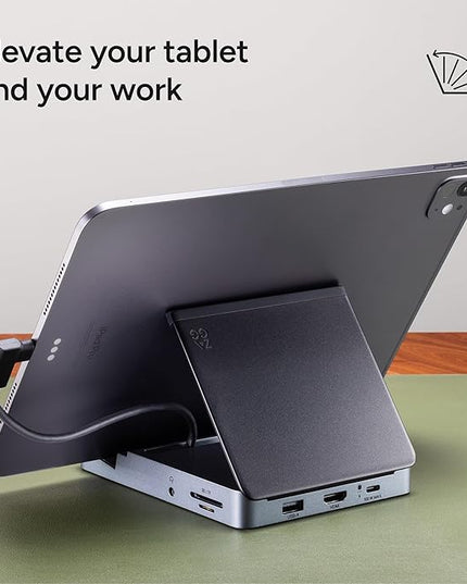 ZAGG 6-Port Media Hub – for iPad, Chromebook, Android & More – HDMI 4K 60Hz, USB-C PD 100W, USB-A 3.2 10Gbps, SD & MicroSD Card Readers, Audio Jack – Compact & Durable w/Media Buttons