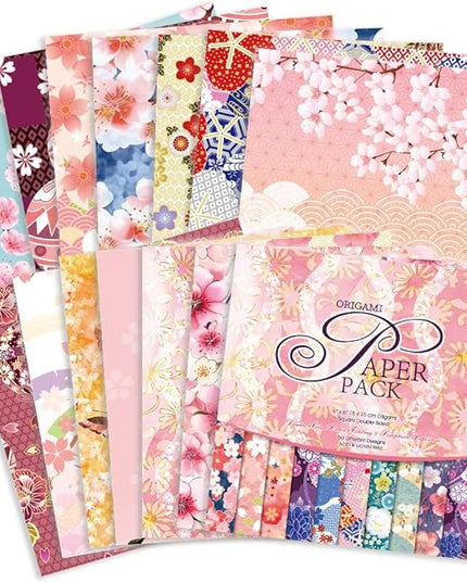 Origami Paper Kit 50 Sheets 70GSM 6 Inch Square Double Sided Color 50 Vivid Japanese Washi Chiyo Colors for Hand Crafts Origami Paper Arts Creativity.Japanese Sakuras