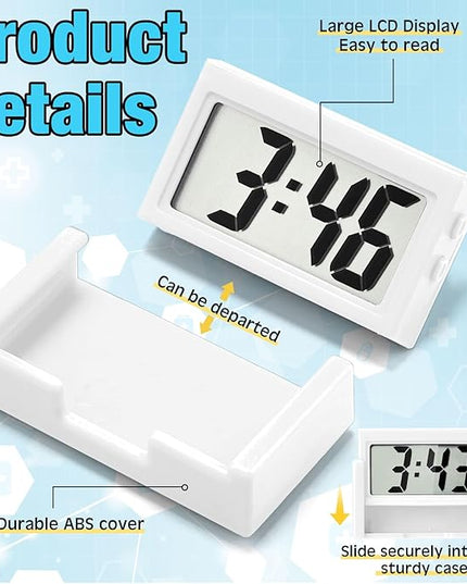 Frienda 6 Pieces Mini Digital Clock Small Digital Clock Stick on Battery Operated Self Adhesive Bracket for Car Dashboard Fridge (White,Black,Red,Blue)