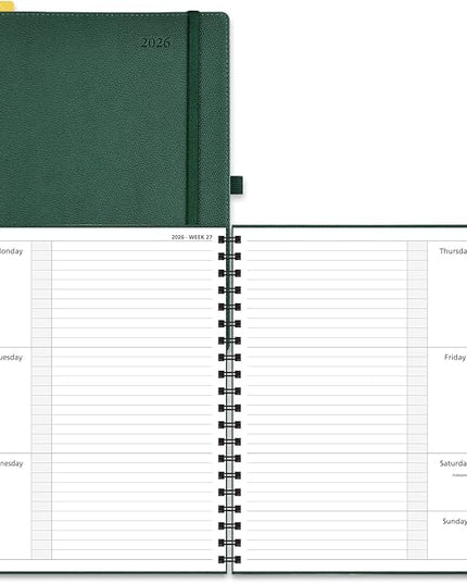 POPRUN 2026 Weekly and Monthly Planner Calendar, January 2026 - December 2026,Large 8.5'' x 10.5'' Spiral Bound Appointment Book, Includes Monthly Tabs, Inner Pocket,Soft Cover - Army Green