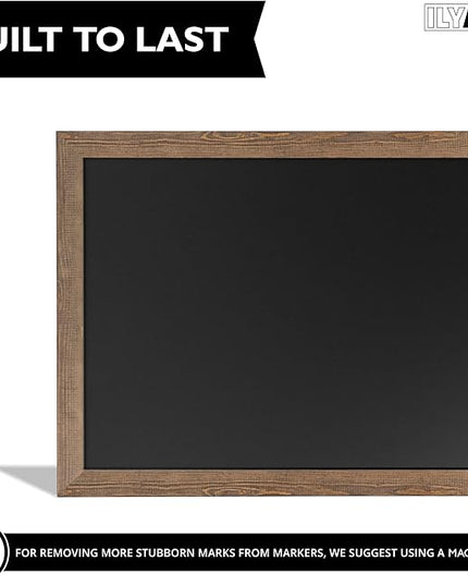 Ilyapa Extra Large Black Magnet Board for Wall - 58 x 25 Inch Wood Wall Hanging Menu for Restaurant, Food Truck, Kitchen or First Day, Barnwood Color