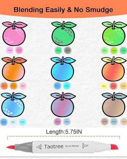Taotree Alcohol Brush Markers Set Art Supplies, 61 Colors Dual Tip Art Coloring Markers Pens, Brush & Chisel Tip Sketch Pens, Drawing Supplies Gift for Artist Adult Coloring Book Painting, Sketching