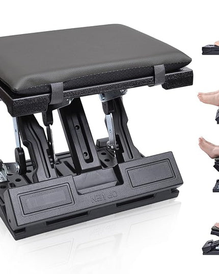 Foot Rest for Under Desk at Work Ergonomic Footrest with Adjustable Height and Angle, Foldable Foot Stool with Removable Pad Massage Beads for Office Gaming Chair Gray