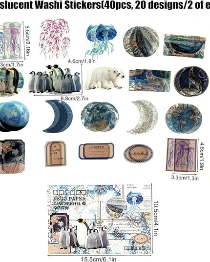 Esweny 100 PCS Vintage Ephemera Pack Journaling Scrapbooking Supplies Scrapbook Sticker Paper Kit for Junk Journal Planners Collage Craft Notebooks Decoupage Album (Ocean)