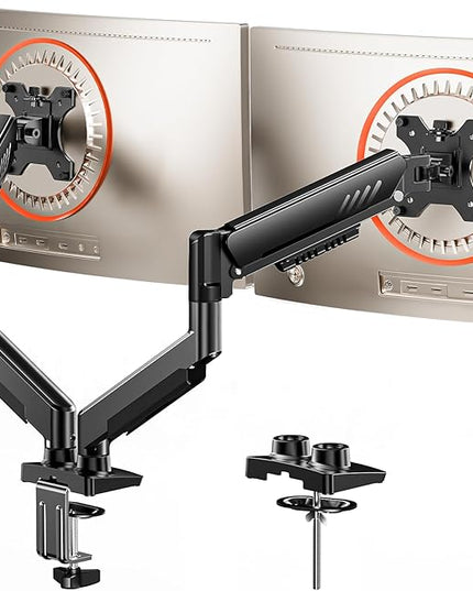ErGear Dual Monitor Arm, Full Adjustable Monitor Mount for 13–32″ Screens, Fast Install Computer Monitor Stand with Tool-Free VESA Mount, Max Load 19.8 lbs, Max VESA 100x100mm