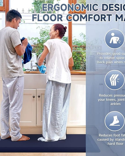 StepRite 4/5 Inch Thick Kitchen Mat Anti Fatigue Mat Kitchen Rugs Kitchen Decor Non-Slip, Stain & Water Resistant, Kitchen Mats Desk Mat for Kitchen, Office, Workshop, Blue, 17'' x 39''