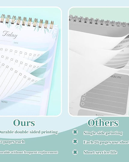 Thboxes 2 Packs To Do List Notepad, 104 Pages To Do List Notebook A5 Undated Daily Planner Notepad with Task Checklist Home Office School Supplies