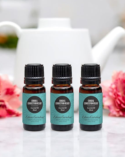 Edens Garden Cough & Congestion Relief Essential Oil Blend- 100% Pure Premium Grade, Undiluted, Natural, Therapeutic, Aromatherapy, The Best for Diffusing, Skin, Humidifiers, Candle 10 ml (.33 fl oz)