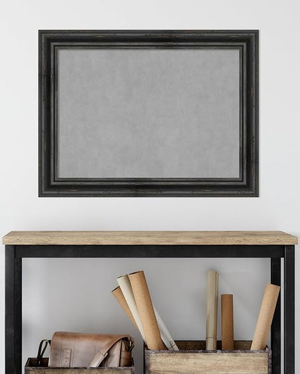 Amanti Art Black Framed Magnetic Board 25x33 Medium Vision Board for use with Magnets, 100% Metal Sheet to Display Items as Office Decor or for Home Organization in mudroom, Kitchen or Kids Room