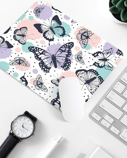 Butterfly Square Mouse Pad,Non-Slip Rubber Base Mouse Pad,Home Office Decoration Desktop Accessory,Laptop Mouse Pad for Office Laptops,9.4x7.8x0.12in