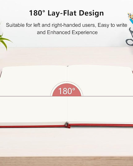 RETTACY Blank Journal Notebook, 192 Pages, A5 Medium Size (5.7'' x 8.3''), Leather Hardcover, 100 GSM Thick Paper, for Sketching, Drawing, Painting (Red)