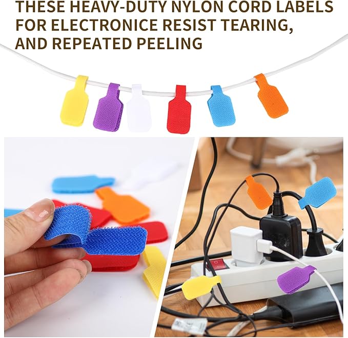32 Pcs Cable Labels, Write On Cord Labels Tags for Electronics, Wire Markers Electrical, Reusable Large Size Plastic Label for Charging Cords Management and Identification