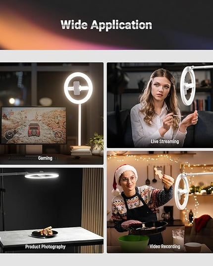 NEEWER Entry Level Version 10" 7W LED Selfie Ring Light with Desk Clamp Stand Phone Holder for iPhone, Laptop Video Conference Streaming Recording Makeup Lighting, 3 Tones 3000mAh Rechargeable, N16